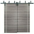 thumbnail image 1 of Sliding Closet Barn Bypass Doors 84 x 96 inches | Planum 0310 Ginger Ash with Frosted Glass | Sturdy 8ft Rails Hardware Set | Wood Solid Bedroom Wardrobe Doors, 1 of 6