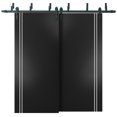 thumbnail image 1 of Sliding Closet Barn Bypass Doors 84 x 96 inches | Planum 0310 Matte Black with Frosted Glass | Sturdy 8ft Rails Hardware Set | Wood Solid Bedroom Wardrobe Doors, 1 of 6