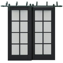 Sliding Closet Barn Bypass Doors with Frosted Glass | Veregio 7412 Antracite | Sturdy 6.6ft Rails Hardware Set | Wood Solid Bedroom Wardrobe Doors -36" x 96" (2* 18x96)