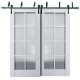 thumbnail image 1 of Sliding Closet Barn Bypass Doors with Frosted Glass | Veregio 7412 White Silk | Sturdy 6.6ft Rails Hardware Set | Wood Solid Bedroom Wardrobe Doors -36" x 84" (2* 18x84), 1 of 6