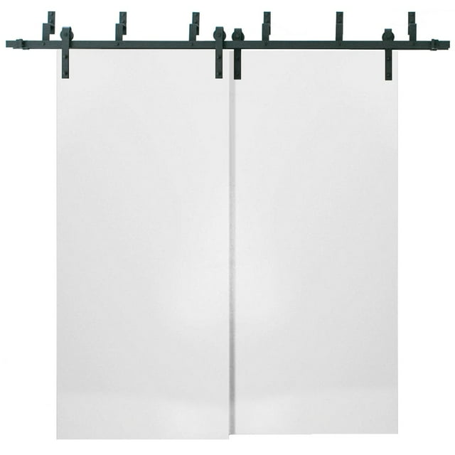 Sliding Closet Barn Bypass Doors Planum 0010 White Silk Sturdy Top