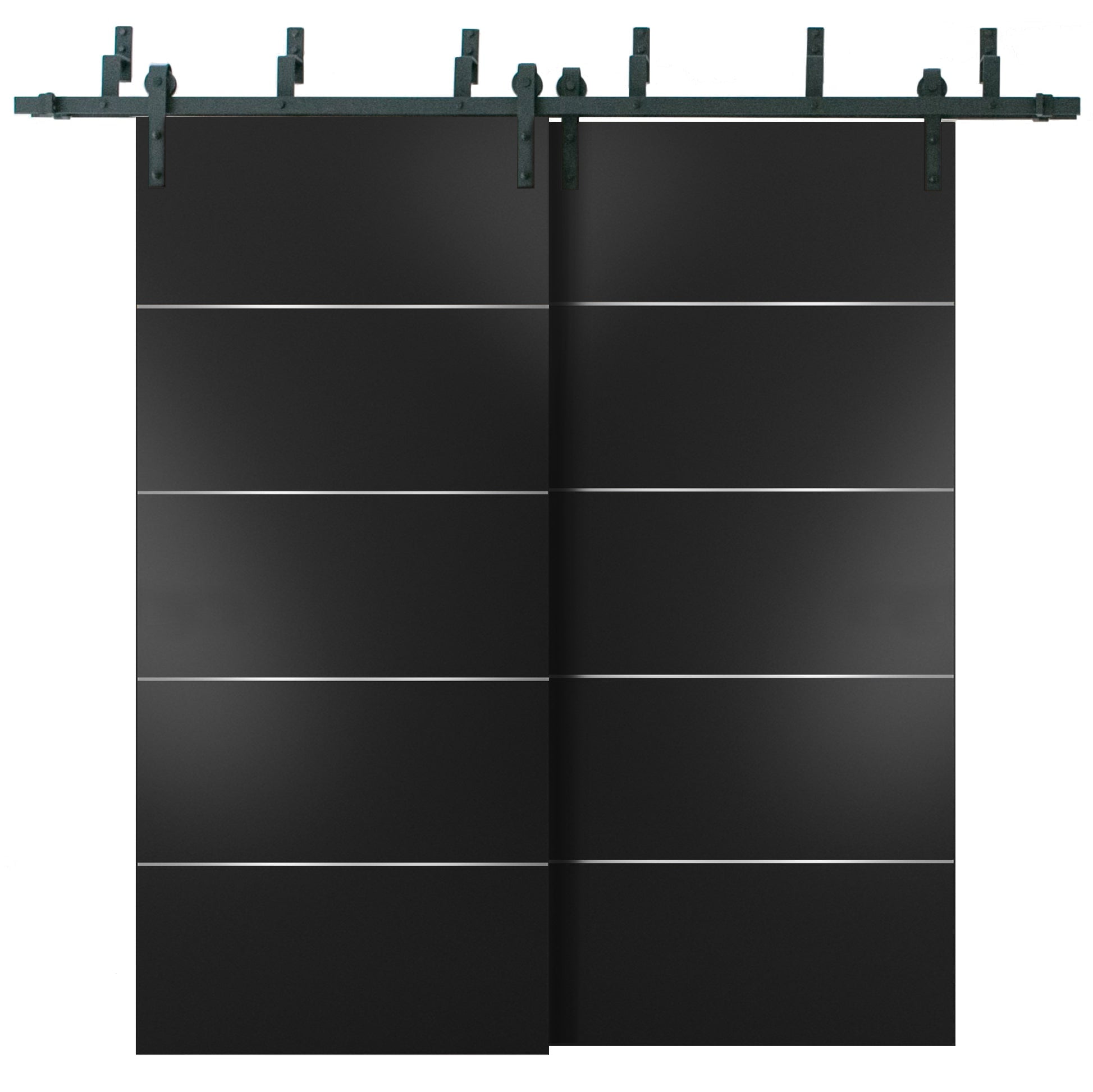 Sliding Closet Barn Bypass Doors Planum 0020 Matte Black Sturdy 6