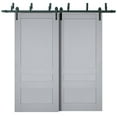 thumbnail image 1 of Sliding Closet Barn Bypass Doors | Veregio 7411 Matte Grey | Sturdy 6.6ft Rails Hardware Set | Wood Solid Bedroom Wardrobe Doors -48" x 80" (2* 24x80), 1 of 6