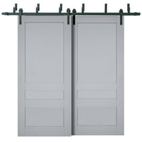 Sliding Closet Barn Bypass Doors | Veregio 7411 Matte Grey | Sturdy 6.6ft Rails Hardware Set | Wood Solid Bedroom Wardrobe Doors -36" x 96" (2* 18x96)