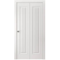 Sliding Closet Bi-fold Doors 36 x 80 inches | CLASSIC 8889 White Enamel | Sturdy Tracks Moldings Trims Hardware Set | Wood Solid Bedroom Wardrobe Doors