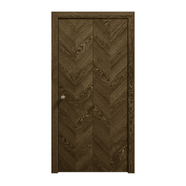 Sliding Closet Bi-fold Doors 36 x 80 inches | Ego 5005 Marble Oak | Sturdy Tracks Moldings Trims Hardware Set | Wood Solid Bedroom Wardrobe Doors