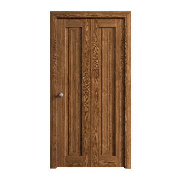 Sliding Closet Bi-fold Doors 36 x 80 inches | Ego 5006 Cognac Oak | Sturdy Tracks Moldings Trims Hardware Set | Wood Solid Bedroom Wardrobe Doors