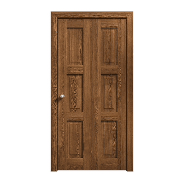 Sliding Closet Bi-fold Doors 36 x 80 inches | Ego 5010 Cognac Oak | Sturdy Tracks Moldings Trims Hardware Set | Wood Solid Bedroom Wardrobe Doors