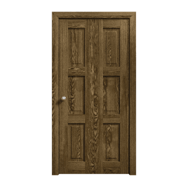 Sliding Closet Bi-fold Doors 36 x 80 inches | Ego 5010 Marble Oak | Sturdy Tracks Moldings Trims Hardware Set | Wood Solid Bedroom Wardrobe Doors