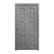 Sliding Closet Bi-fold Doors 36 x 80 inches | Ego 5010 Painted Grey Oak | Sturdy Tracks Moldings Trims Hardware Set | Wood Solid Bedroom Wardrobe Doors