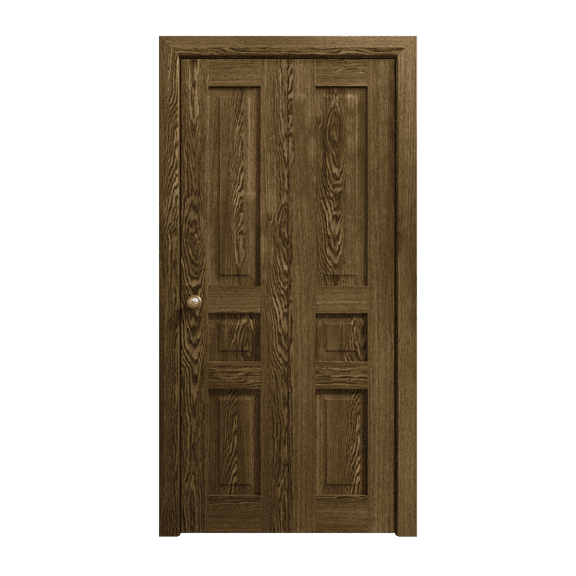 Sliding Closet Bi-fold Doors 36 x 80 inches | Ego 5012 Marble Oak | Sturdy Tracks Moldings Trims Hardware Set | Wood Solid Bedroom Wardrobe Doors