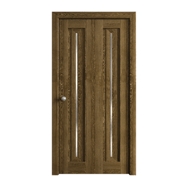 Sliding Closet Bi-fold Doors 36 x 80 inches | Ego 5014 Marble Oak | Sturdy Tracks Moldings Trims Hardware Set | Wood Solid Bedroom Wardrobe Doors