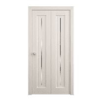 Sliding Closet Bi-fold Doors 36 x 80 inches | Ego 5014 Painted White Oak | Sturdy Tracks Moldings Trims Hardware Set | Wood Solid Bedroom Wardrobe Doors
