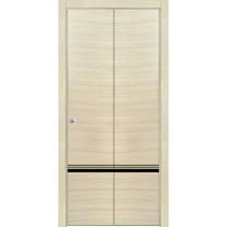Sliding Closet Bi-fold Doors 36 x 80 inches | Planum 0012 Natural Veneer with Frosted Glass | Sturdy Tracks Moldings Trims Hardware Set | Wood Solid Bedroom Wardrobe Doors