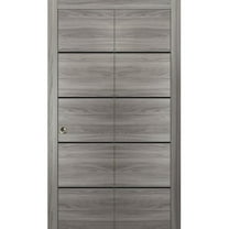Sliding Closet Bi-fold Doors 36 x 80 inches | Planum 0015 Ginger Ash with Frosted Glass | Sturdy Tracks Moldings Trims Hardware Set | Wood Solid Bedroom Wardrobe Doors