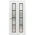 thumbnail image 1 of Sliding Closet Bi-fold Doors 36 x 80 inches | Planum 2132 White Silk Frosted Glass | Sturdy Tracks Moldings Trims Hardware Set | Wood Solid Bedroom Wardrobe Doors, 1 of 5