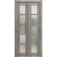 thumbnail image 1 of Sliding Closet Bi-fold Doors 36 x 80 inches | Quadro 4002 Nebraska Grey with Frosted Glass | Sturdy Tracks Moldings Trims Hardware Set | Wood Solid Bedroom Wardrobe Doors, 1 of 5