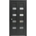 thumbnail image 1 of Sliding Closet Bi-fold Doors 36 x 80 inches | Quadro 4113 Matte Black with Frosted Glass | Sturdy Tracks Moldings Trims Hardware Set | Wood Solid Bedroom Wardrobe Doors, 1 of 5