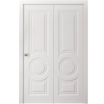 Sliding Closet Bi-fold Doors 36 x 80 inches | SELECT 1089 White | Sturdy Tracks Moldings Trims Hardware Set | Wood Solid Bedroom Wardrobe Doors