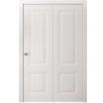 Sliding Closet Bi-fold Doors 36 x 80 inches | SELECT 2249 White | Sturdy Tracks Moldings Trims Hardware Set | Wood Solid Bedroom Wardrobe Doors