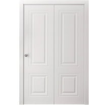 Sliding Closet Bi-fold Doors 36 x 80 inches | SELECT 2779 White | Sturdy Tracks Moldings Trims Hardware Set | Wood Solid Bedroom Wardrobe Doors