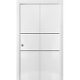thumbnail image 1 of Sliding Closet Bi-fold Doors 36 x 84 inches | Planum 0014 White Silk with Frosted Glass | Sturdy Tracks Moldings Trims Hardware Set | Wood Solid Bedroom Wardrobe Doors, 1 of 5