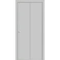 thumbnail image 1 of Sliding Closet Bi-fold Doors 36 x 96 inches | Planum 0010 Matte Grey | Sturdy Tracks Moldings Trims Hardware Set | Wood Solid Bedroom Wardrobe Doors, 1 of 5