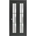 thumbnail image 1 of Sliding Closet Bi-fold Doors 36 x 96 inches | Planum 2122 Matte Black Frosted Glass | Sturdy Tracks Moldings Trims Hardware Set | Wood Solid Bedroom Wardrobe Doors, 1 of 5