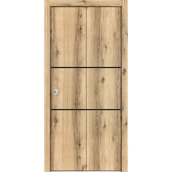 Sliding Closet Bi-fold Doors 48 x 80 inches | Planum 0014 Oak with Frosted Glass | Sturdy Tracks Moldings Trims Hardware Set | Wood Solid Bedroom Wardrobe Doors