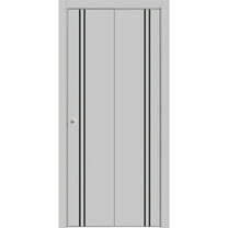 Sliding Closet Bi-fold Doors 48 x 84 inches | Planum 0016 Grey Matte with Frosted Glass | Sturdy Tracks Moldings Trims Hardware Set | Wood Solid Bedroom Wardrobe Doors