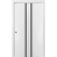 thumbnail image 1 of Sliding Closet Bi-fold Doors 48 x 96 inches | Planum 0011 White Silk with Frosted Glass | Sturdy Tracks Moldings Trims Hardware Set | Wood Solid Bedroom Wardrobe Doors, 1 of 6