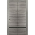 thumbnail image 1 of Sliding Closet Bi-fold Doors 48 x 96 inches | Planum 0012 Grey Matte with Frosted Glass | Sturdy Tracks Moldings Trims Hardware Set | Wood Solid Bedroom Wardrobe Doors, 1 of 5