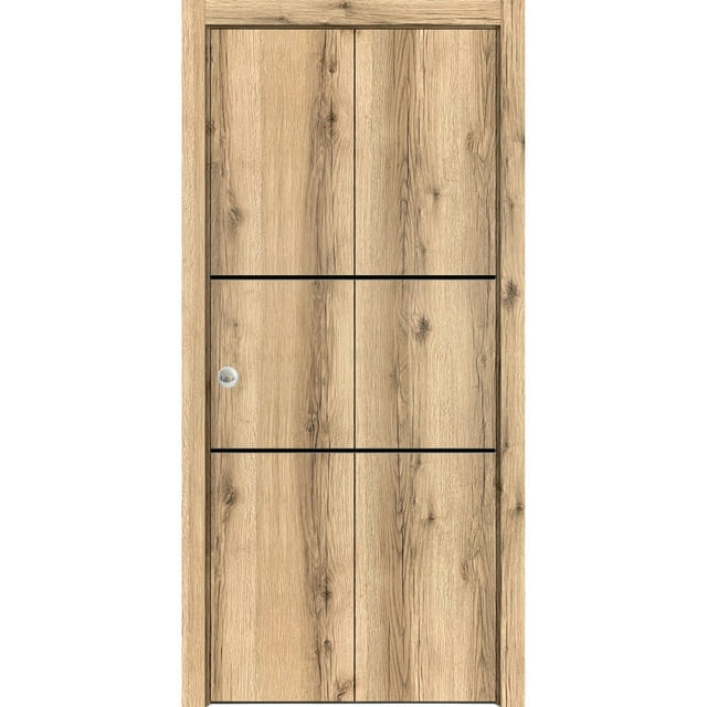 Sliding Closet Bi-fold Doors 48 x 96 inches | Planum 0014 Oak with Frosted Glass | Sturdy Tracks Moldings Trims Hardware Set | Wood Solid Bedroom Wardrobe Doors
