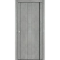 Sliding Closet Bi-fold Doors 48 x 96 inches | Planum 0016 Concrete with Frosted Glass | Sturdy Tracks Moldings Trims Hardware Set | Wood Solid Bedroom Wardrobe Doors