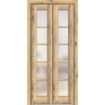 thumbnail image 1 of Sliding Closet Bi-fold Doors 48 x 96 inches | Quadro 4002 Oak | Sturdy Tracks Moldings Trims Hardware Set | Wood Solid Bedroom Wardrobe Doors, 1 of 5