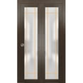 thumbnail image 1 of Sliding Closet Bi-fold Doors 56 x 80 inches | Planum 2113 Chocolate Ash Frosted Glass | Sturdy Tracks Moldings Trims Hardware Set | Wood Solid Bedroom Wardrobe Doors, 1 of 4