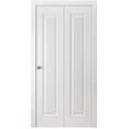 thumbnail image 1 of Sliding Closet Bi-fold Doors 56 x 84 inches | CLASSIC 8889 White Enamel | Sturdy Tracks Moldings Trims Hardware Set | Wood Solid Bedroom Wardrobe Doors, 1 of 5