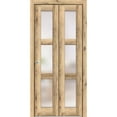 thumbnail image 1 of Sliding Closet Bi-fold Doors 56 x 84 inches | Lucia 2552 Oak | Sturdy Tracks Moldings Trims Hardware Set | Wood Solid Bedroom Wardrobe Doors, 1 of 6