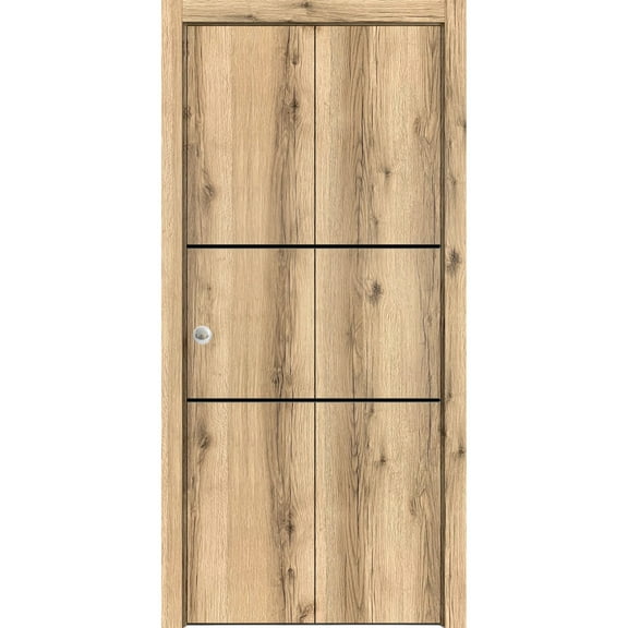 Sliding Closet Bi-fold Doors 56 x 84 inches | Planum 0014 Oak with Frosted Glass | Sturdy Tracks Moldings Trims Hardware Set | Wood Solid Bedroom Wardrobe Doors