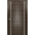 thumbnail image 1 of Sliding Closet Bi-fold Doors 56 x 84 inches | Planum 0310 Chocolate Ash with Frosted Glass | Sturdy Tracks Moldings Trims Hardware Set | Wood Solid Bedroom Wardrobe Doors, 1 of 5