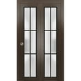 thumbnail image 1 of Sliding Closet Bi-fold Doors 56 x 84 inches | Planum 2122 Chocolate Ash Frosted Glass | Sturdy Tracks Moldings Trims Hardware Set | Wood Solid Bedroom Wardrobe Doors, 1 of 5