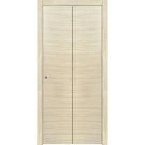 Sliding Closet Bi-fold Doors 56 x 96 inches | Planum 0010 Natural Veneer | Sturdy Tracks Moldings Trims Hardware Set | Wood Solid Bedroom Wardrobe Doors