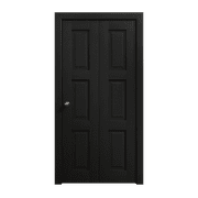 Sliding Closet Bi-fold Doors 60 x 80 inches Ego 5010 Painted Black Oak Sturdy Tracks Moldings Trims Hardware Set Wood Solid Bedroom Wardrobe Doors