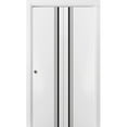 thumbnail image 1 of Sliding Closet Bi-fold Doors 60 x 80 inches | Planum 0011 White Silk with Frosted Glass | Sturdy Tracks Moldings Trims Hardware Set | Wood Solid Bedroom Wardrobe Doors, 1 of 5