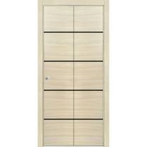 Sliding Closet Bi-fold Doors 60 x 84 inches | Planum 0015 Natural Veneer with Frosted Glass | Sturdy Tracks Moldings Trims Hardware Set | Wood Solid Bedroom Wardrobe Doors