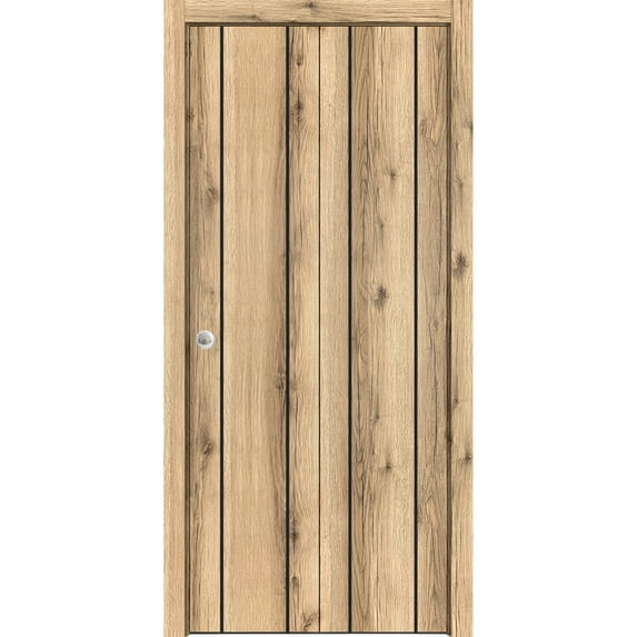 Sliding Closet Bi-fold Doors 60 x 96 inches | Planum 0017 Oak with Frosted Glass | Sturdy Tracks Moldings Trims Hardware Set | Wood Solid Bedroom Wardrobe Doors
