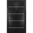 thumbnail image 1 of Sliding Closet Bi-fold Doors 60 x 96 inches | Planum 0210 Matte Black with Frosted Glass | Sturdy Tracks Moldings Trims Hardware Set | Wood Solid Bedroom Wardrobe Doors, 1 of 5