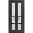 thumbnail image 1 of Sliding Closet Bi-fold Doors 60 x 96 inches | Planum 2132 Matte Black Frosted Glass | Sturdy Tracks Moldings Trims Hardware Set | Wood Solid Bedroom Wardrobe Doors, 1 of 5