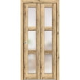 thumbnail image 1 of Sliding Closet Bi-fold Doors 64 x 96 inches | Lucia 2552 Oak | Sturdy Tracks Moldings Trims Hardware Set | Wood Solid Bedroom Wardrobe Doors, 1 of 5