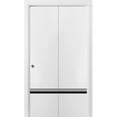 thumbnail image 1 of Sliding Closet Bi-fold Doors 72 x 80 inches | Planum 0012 White Silk with Frosted Glass | Sturdy Tracks Moldings Trims Hardware Set | Wood Solid Bedroom Wardrobe Doors, 1 of 5